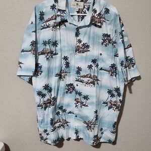 Island Shores Shirt mens Blue Casual Button Down Shirt with Tropical Motif XXL